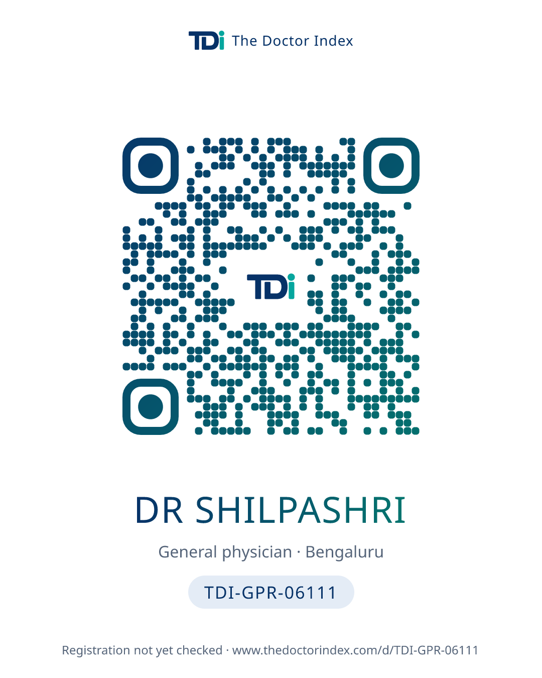 QR card for Dr shilpashri, TDI-GPR-06111