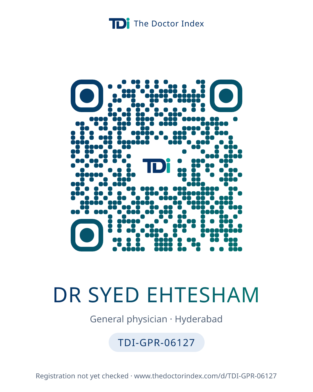 QR card for Dr syed Ehtesham, TDI-GPR-06127