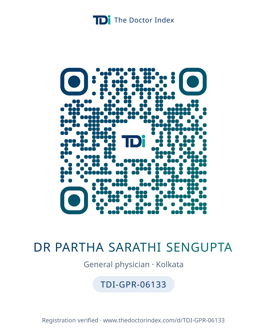QR card for Dr Partha Sarathi Sengupta, TDI-GPR-06133
