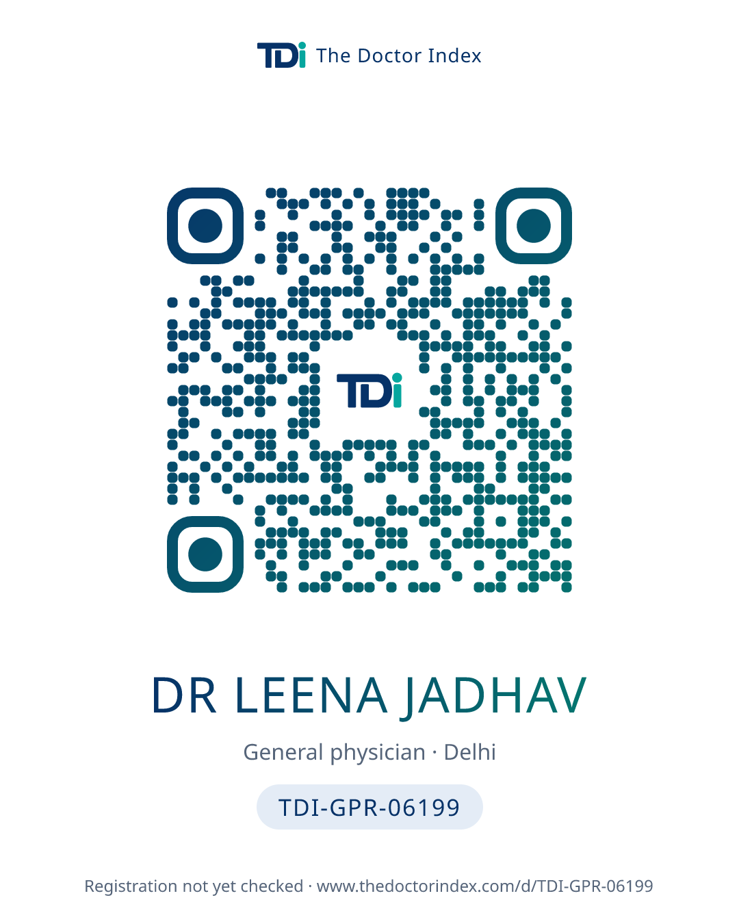 QR card for Dr Leena Jadhav, TDI-GPR-06199