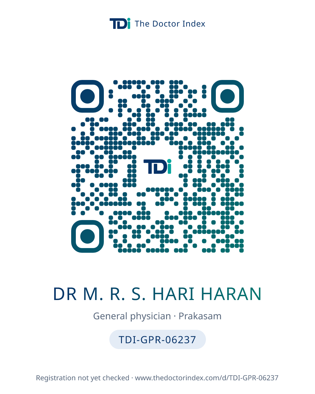 QR card for Dr M. R. S. Hari Haran, TDI-GPR-06237