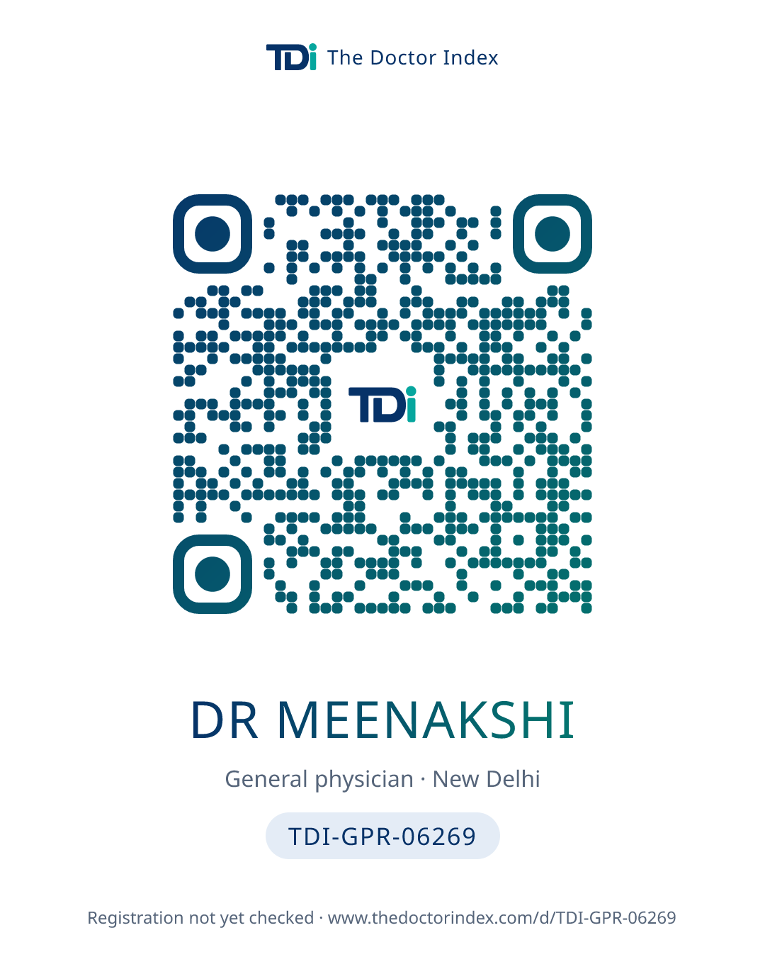 QR card for Dr Meenakshi, TDI-GPR-06269