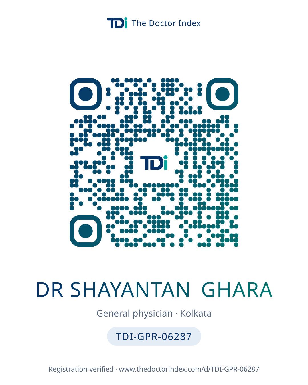 QR card for Dr Shayantan Ghara, TDI-GPR-06287
