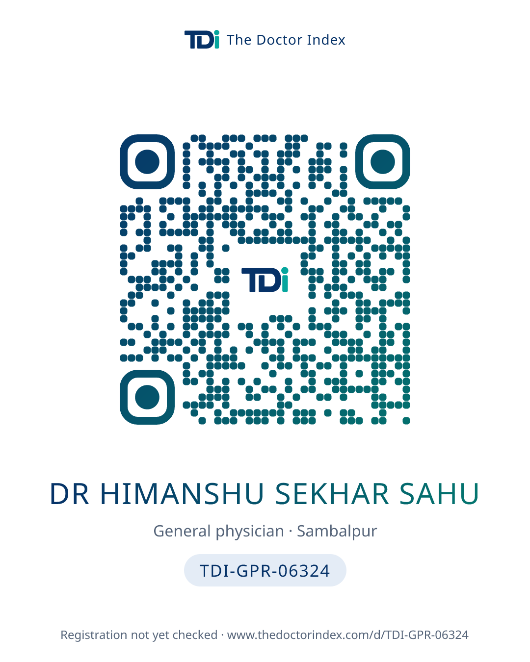 QR card for Dr Himanshu Sekhar Sahu, TDI-GPR-06324