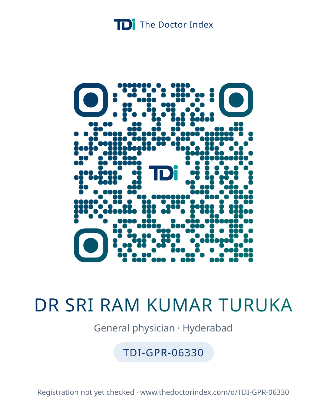 QR card for Dr Sri Ram Kumar Turuka, TDI-GPR-06330