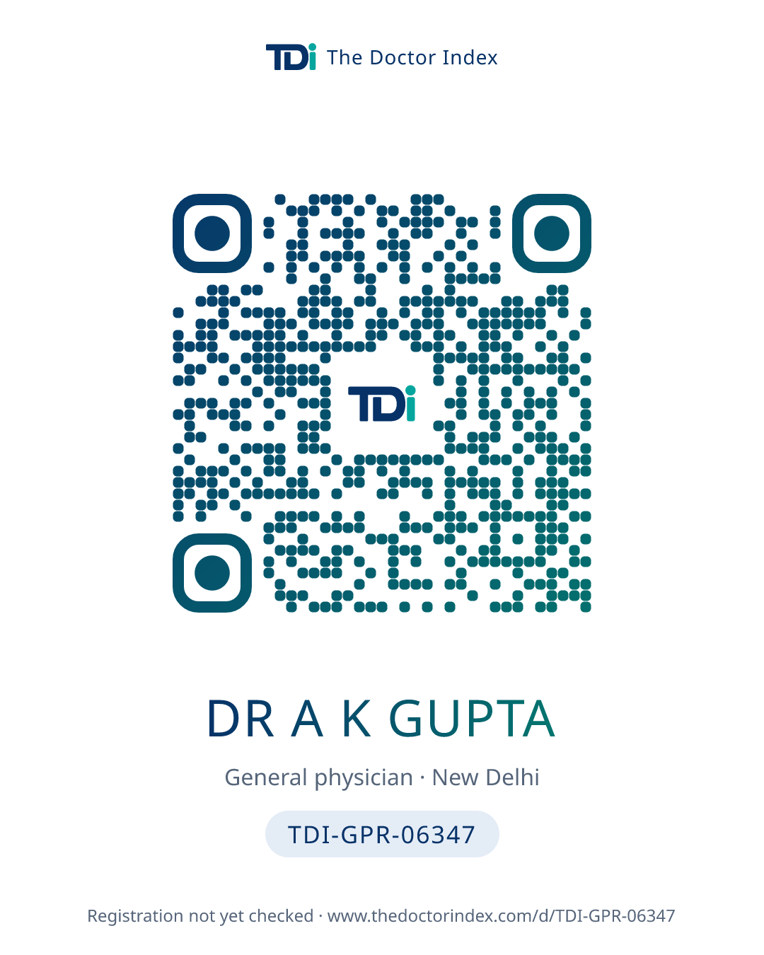 QR card for Dr A K Gupta, TDI-GPR-06347