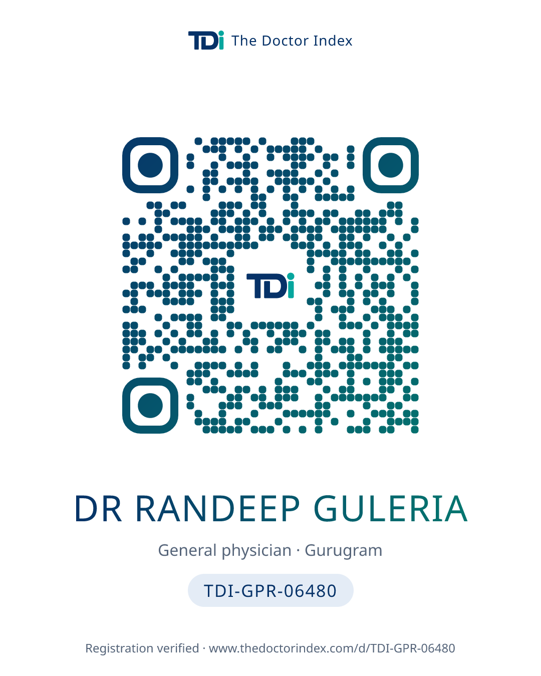 QR card for Dr Randeep Guleria, TDI-GPR-06480