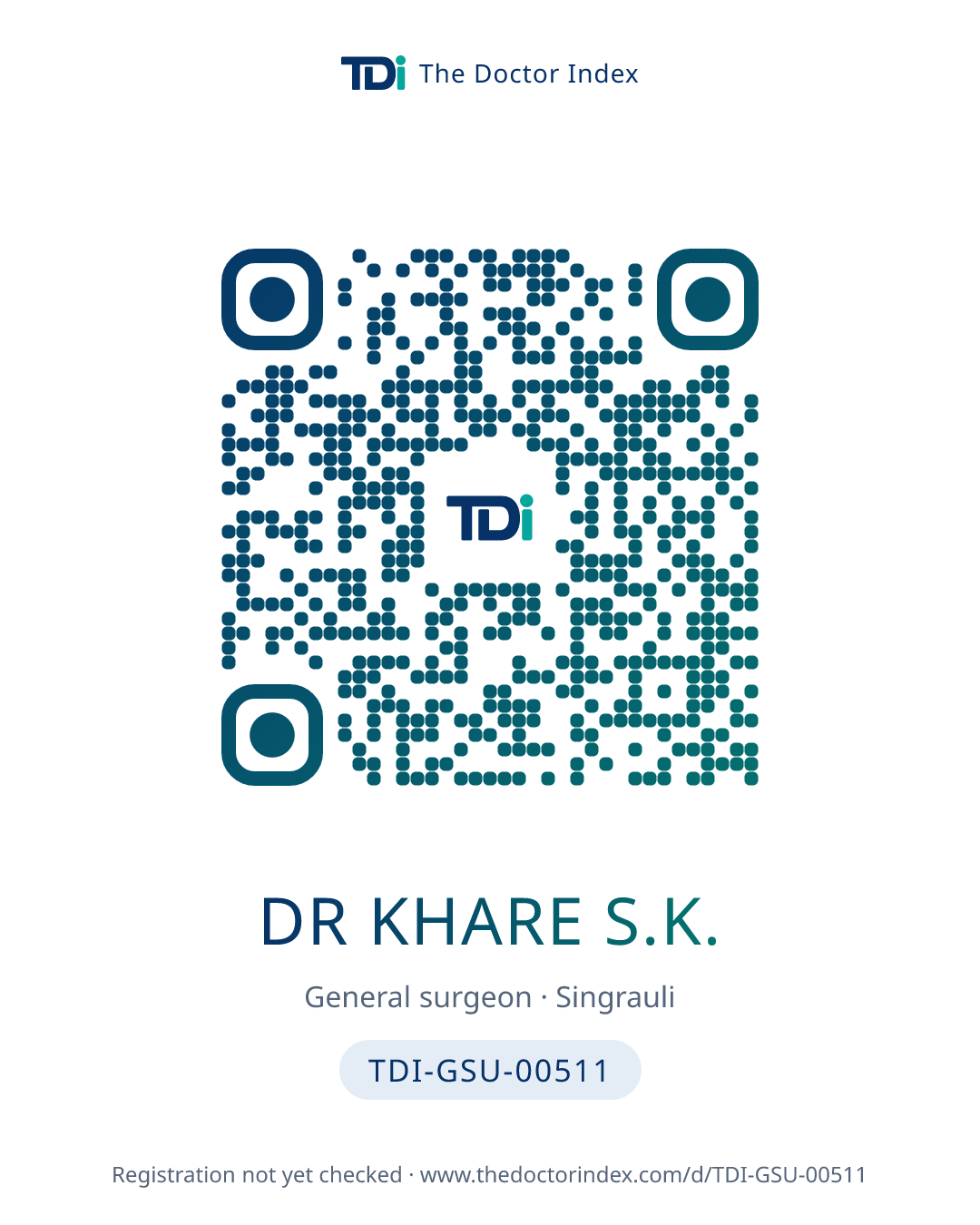 QR card for Dr Khare S.K., TDI-GSU-00511