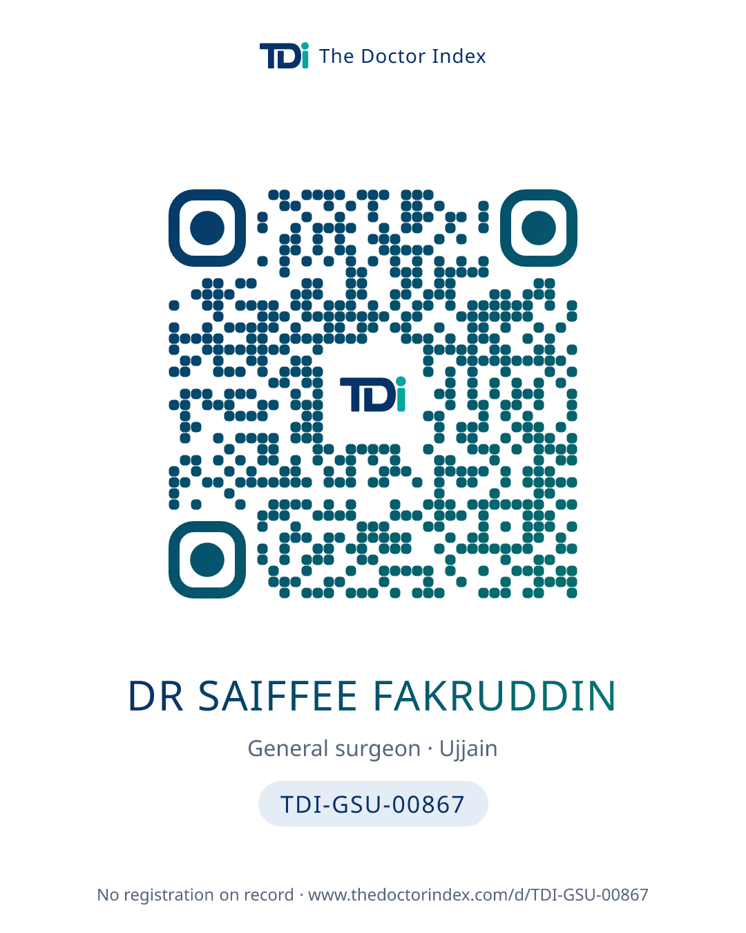 QR card for Dr Saiffee Fakruddin, TDI-GSU-00867