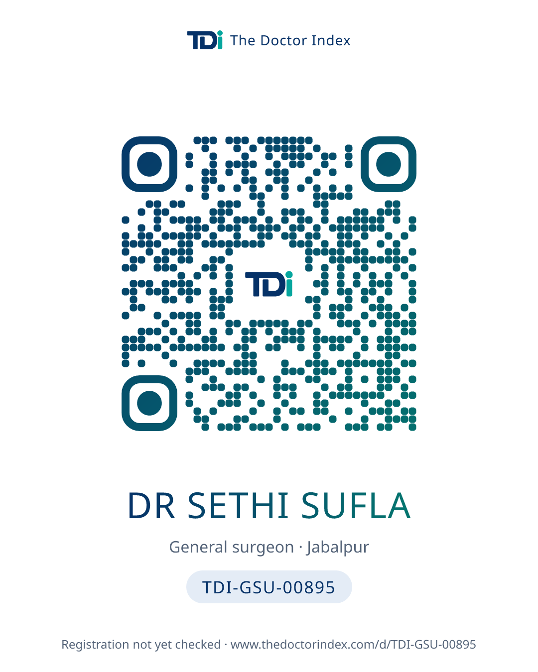 QR card for Dr Sethi Sufla, TDI-GSU-00895