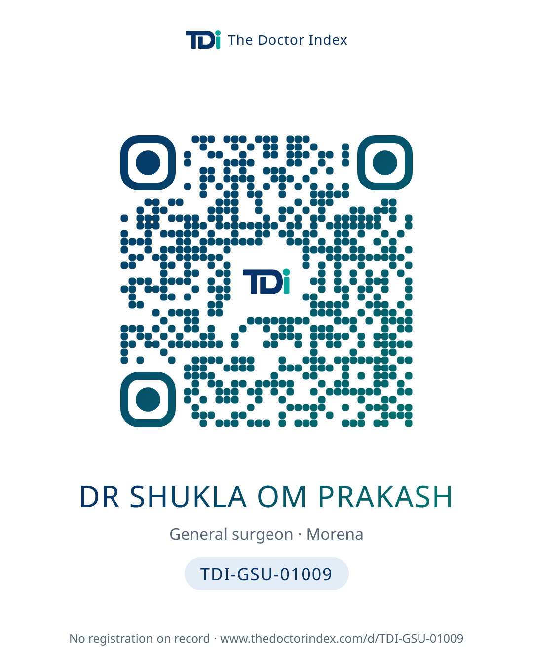 QR card for Dr Shukla Om Prakash, TDI-GSU-01009
