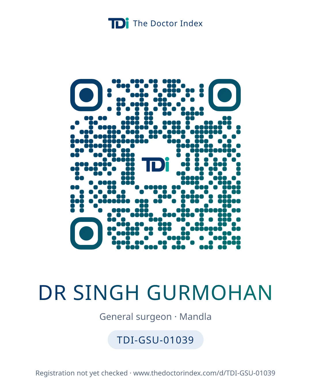 QR card for Dr Singh Gurmohan, TDI-GSU-01039