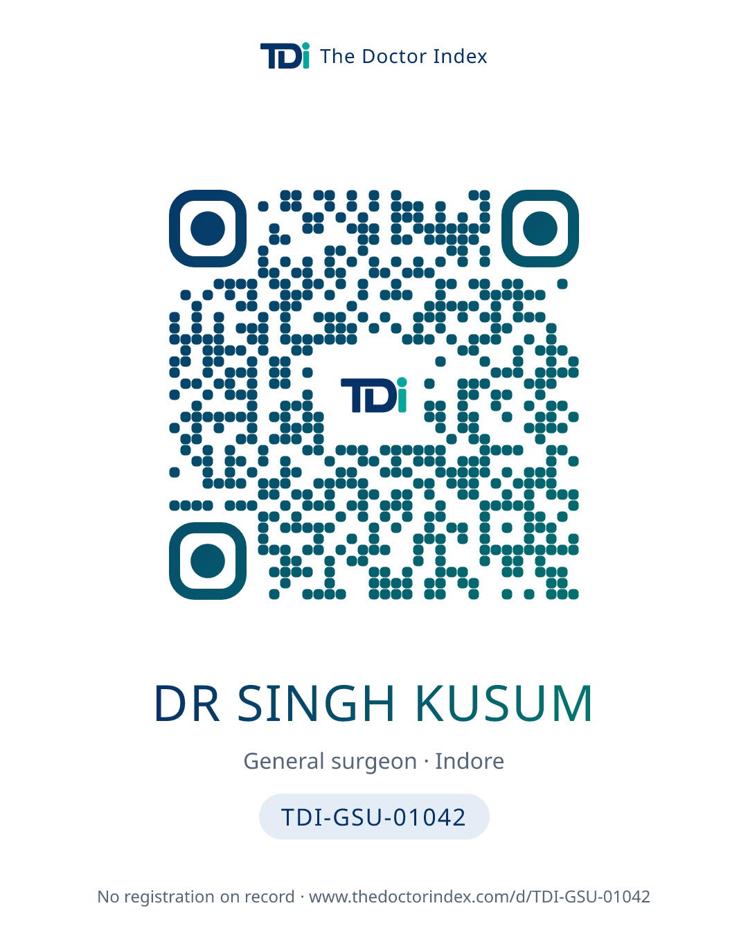 QR card for Dr Singh Kusum, TDI-GSU-01042