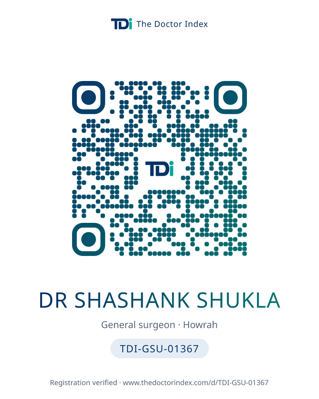 QR card for Dr Shashank Shukla, TDI-GSU-01367