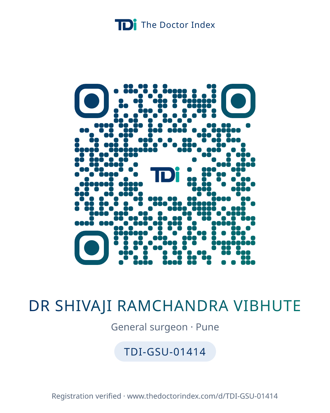QR card for Dr Shivaji Ramchandra Vibhute, TDI-GSU-01414