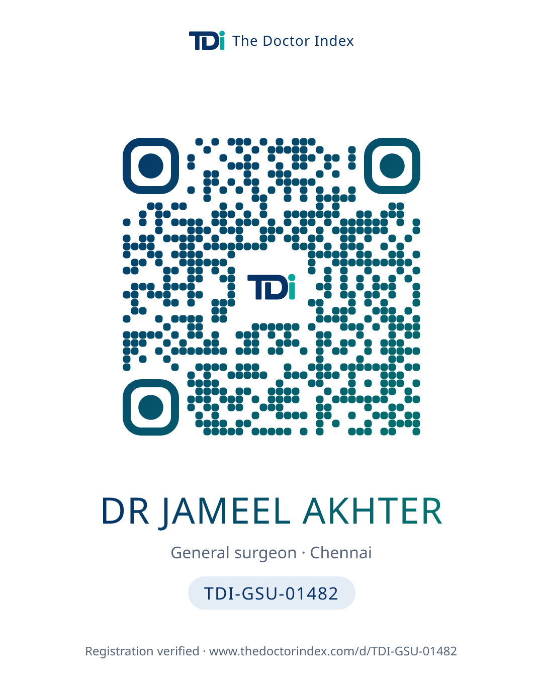 QR card for Dr Jameel Akhter, TDI-GSU-01482