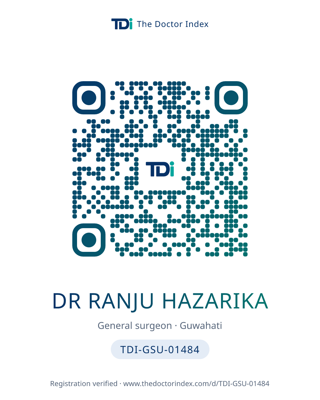 QR card for Dr Ranju Hazarika, TDI-GSU-01484