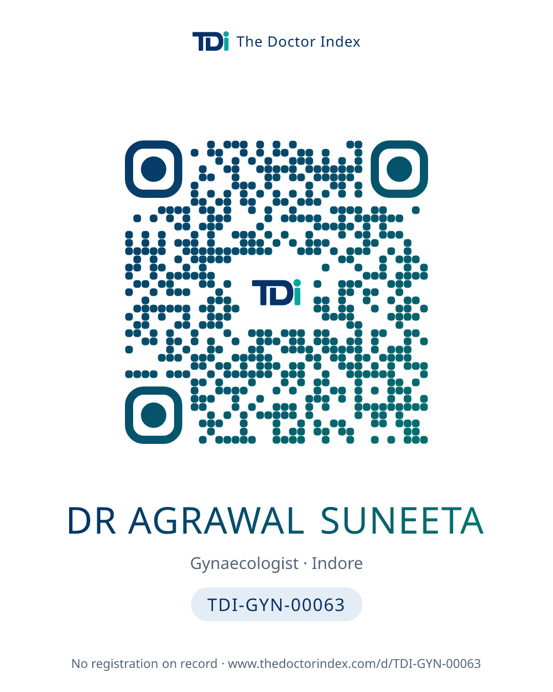 QR card for Dr Agrawal Suneeta, TDI-GYN-00063