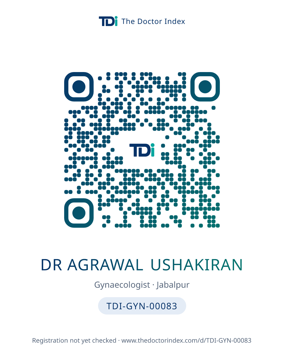 QR card for Dr Agrawal Ushakiran, TDI-GYN-00083