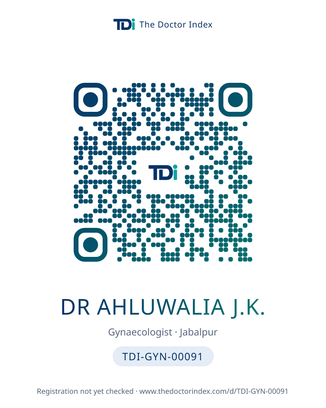 QR card for Dr Ahluwalia J.K., TDI-GYN-00091