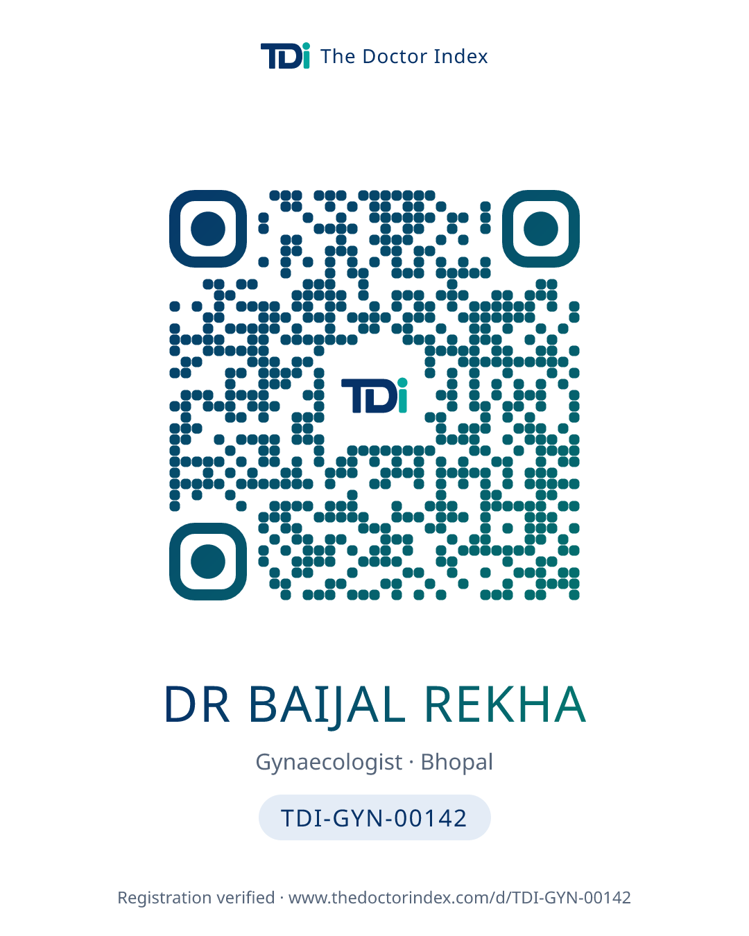 QR card for Dr Baijal Rekha, TDI-GYN-00142
