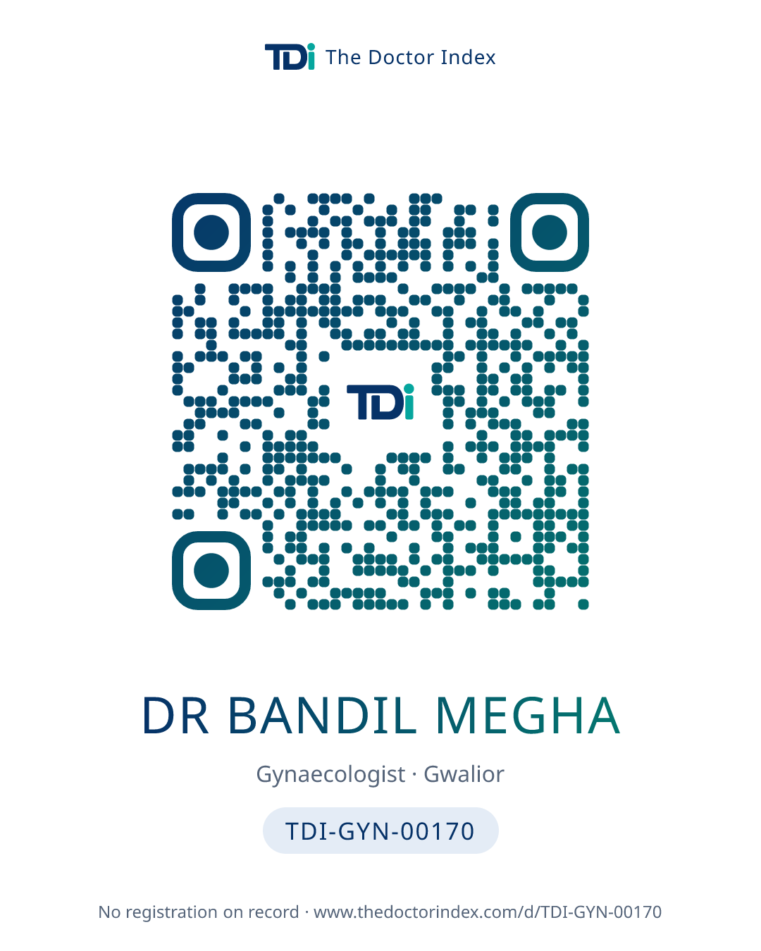 QR card for Dr Bandil Megha, TDI-GYN-00170