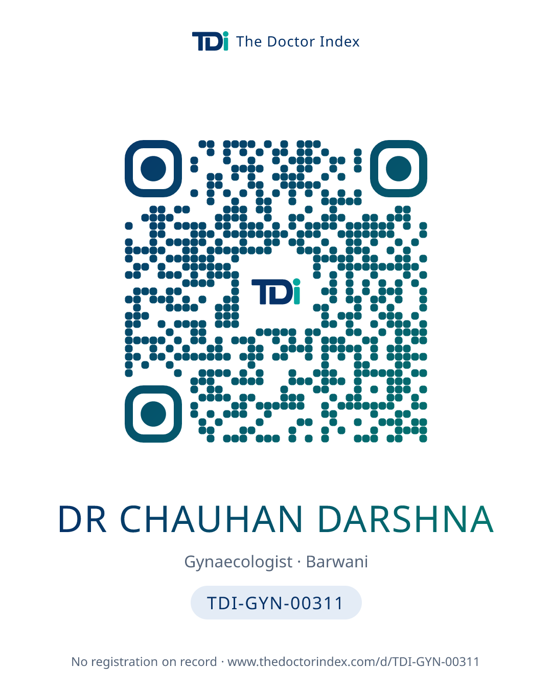 QR card for Dr Chauhan Darshna, TDI-GYN-00311