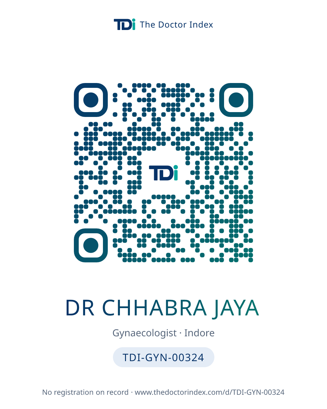 QR card for Dr Chhabra Jaya, TDI-GYN-00324