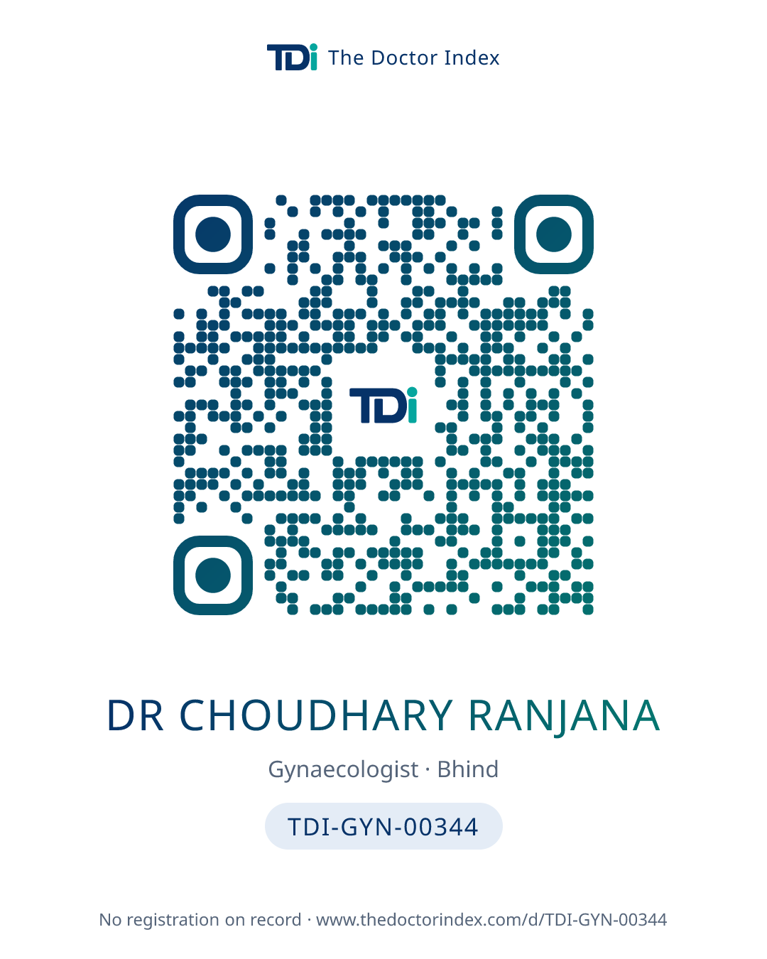 QR card for Dr Choudhary Ranjana, TDI-GYN-00344