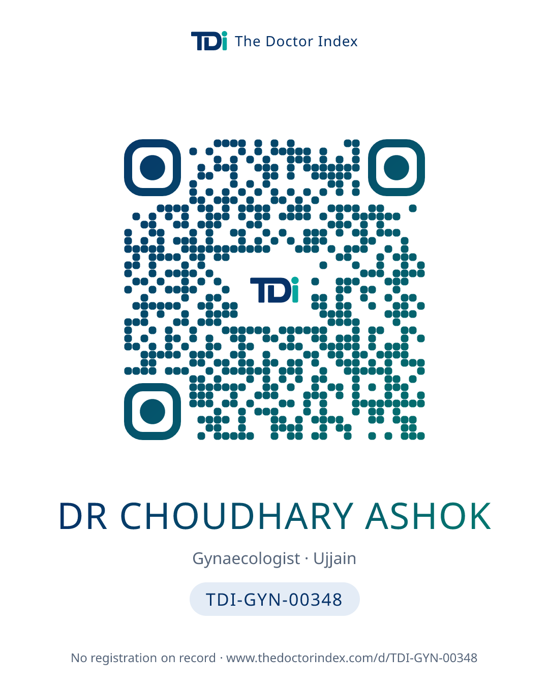 QR card for Dr Choudhary Ashok, TDI-GYN-00348