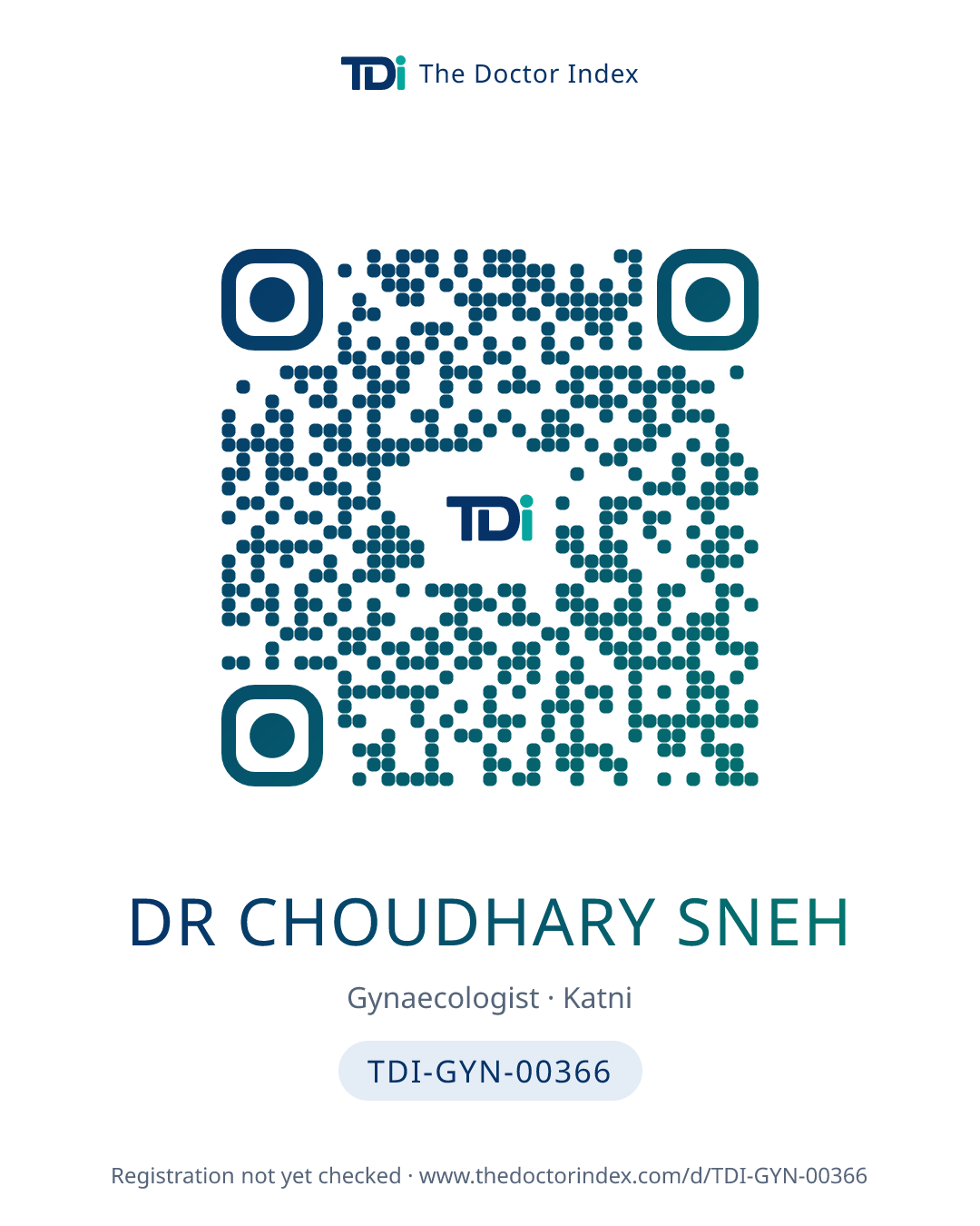 QR card for Dr Choudhary Sneh, TDI-GYN-00366