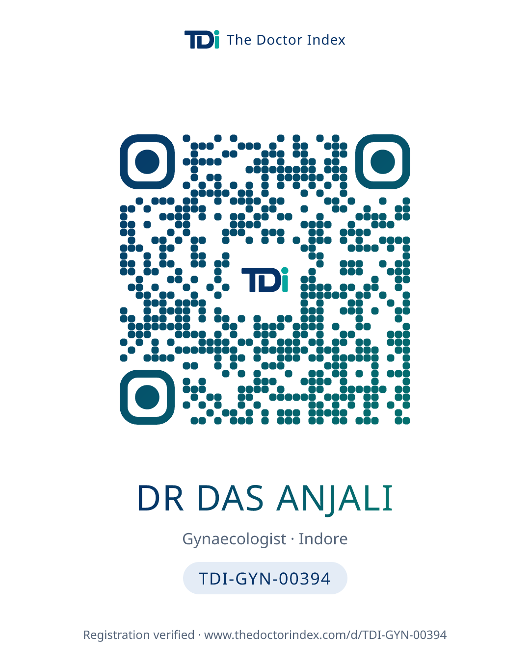 QR card for Dr Das Anjali, TDI-GYN-00394