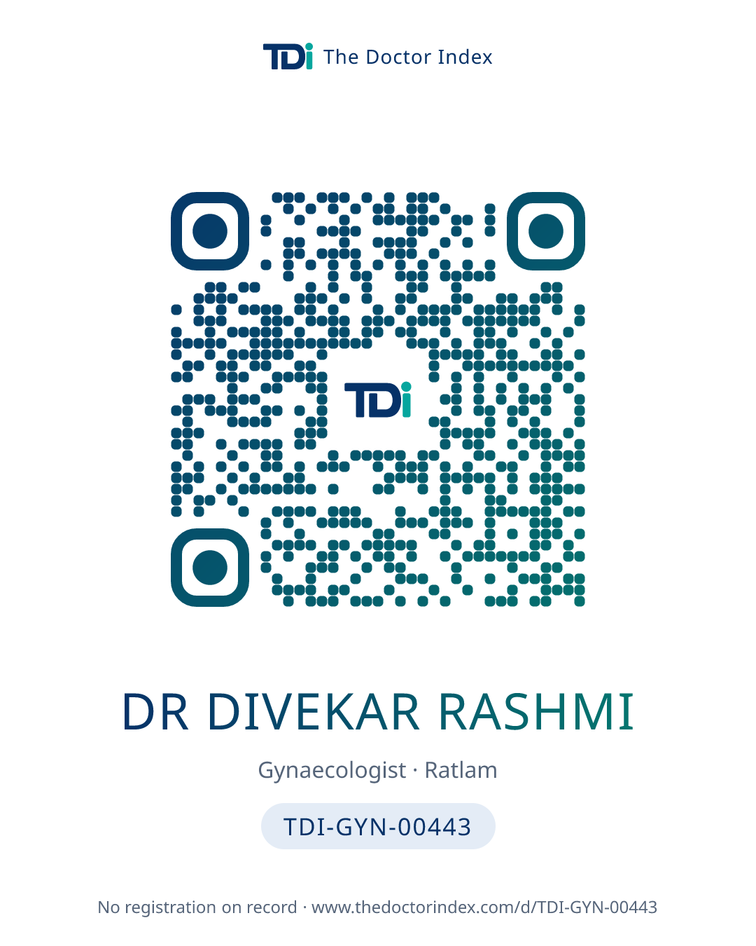 QR card for Dr Divekar Rashmi, TDI-GYN-00443