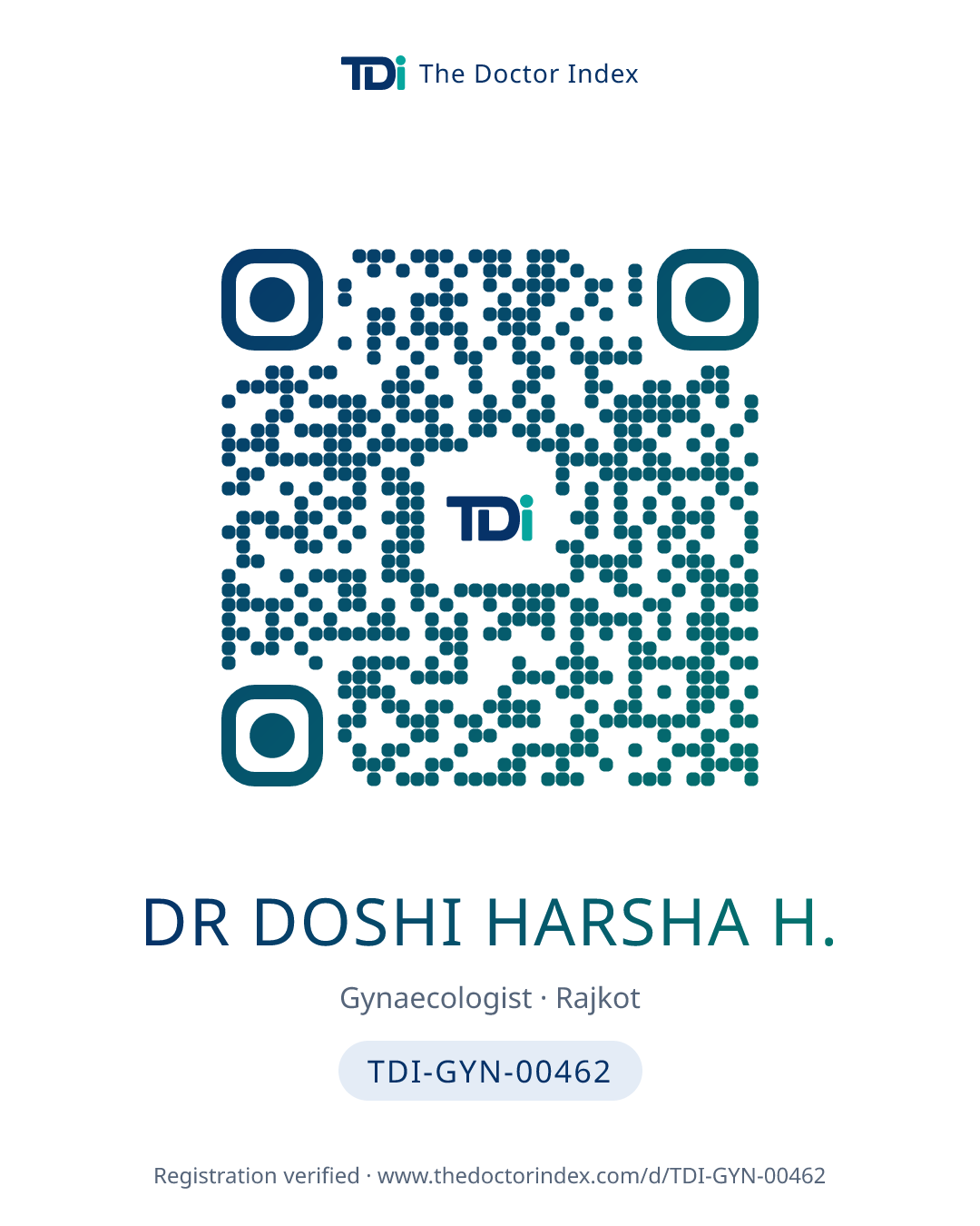 QR card for Dr Doshi Harsha H., TDI-GYN-00462