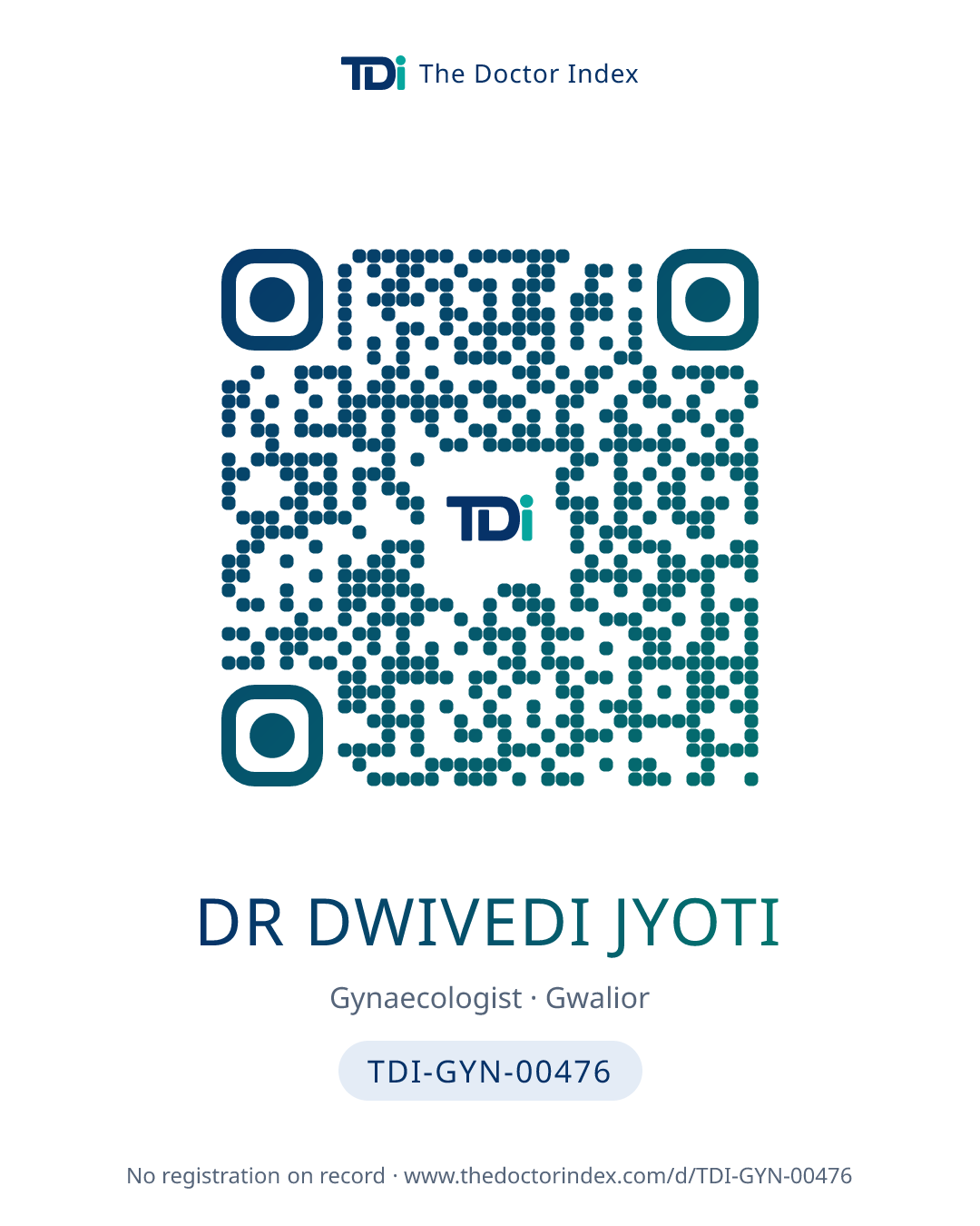 QR card for Dr Dwivedi Jyoti, TDI-GYN-00476