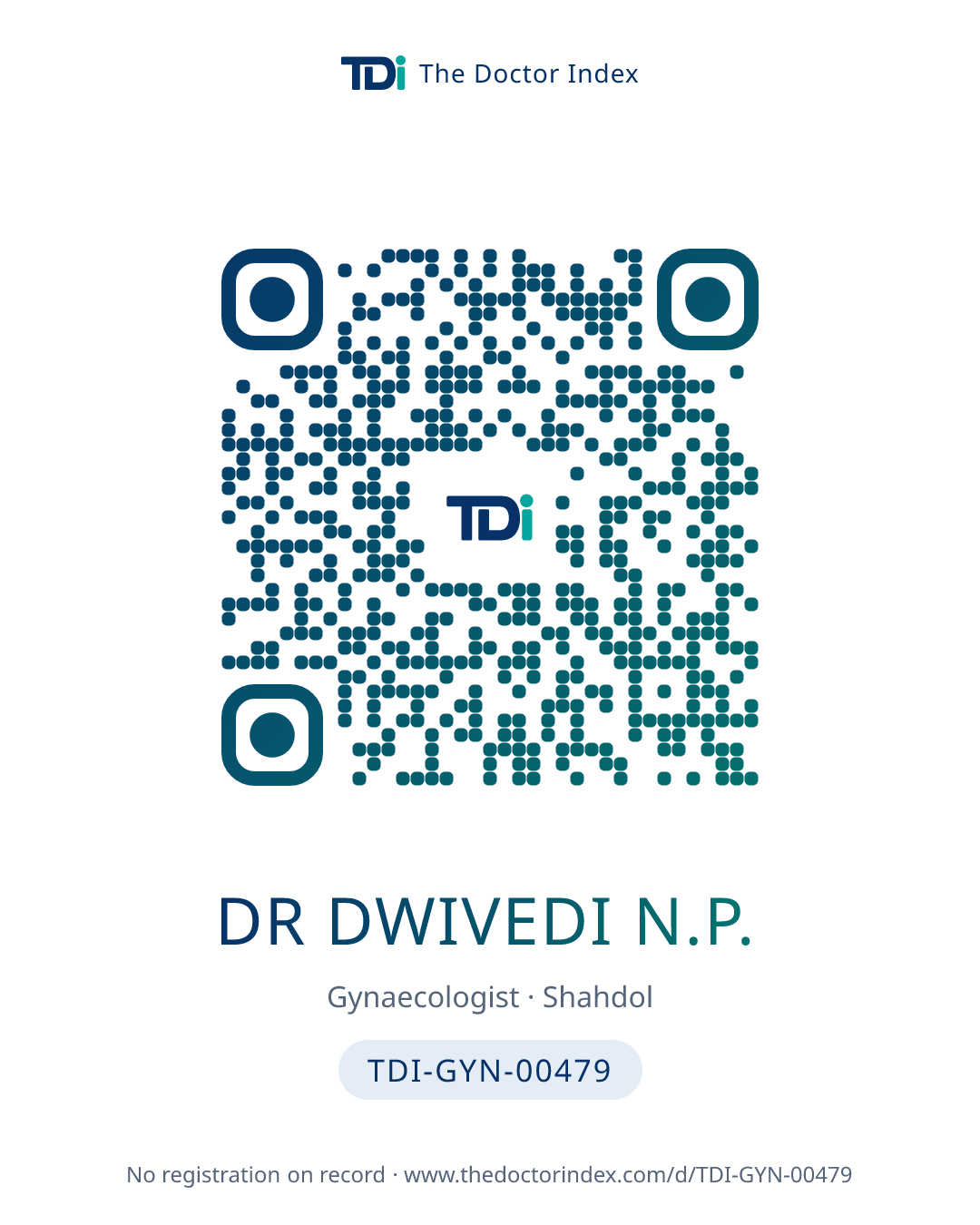 QR card for Dr Dwivedi N.P., TDI-GYN-00479