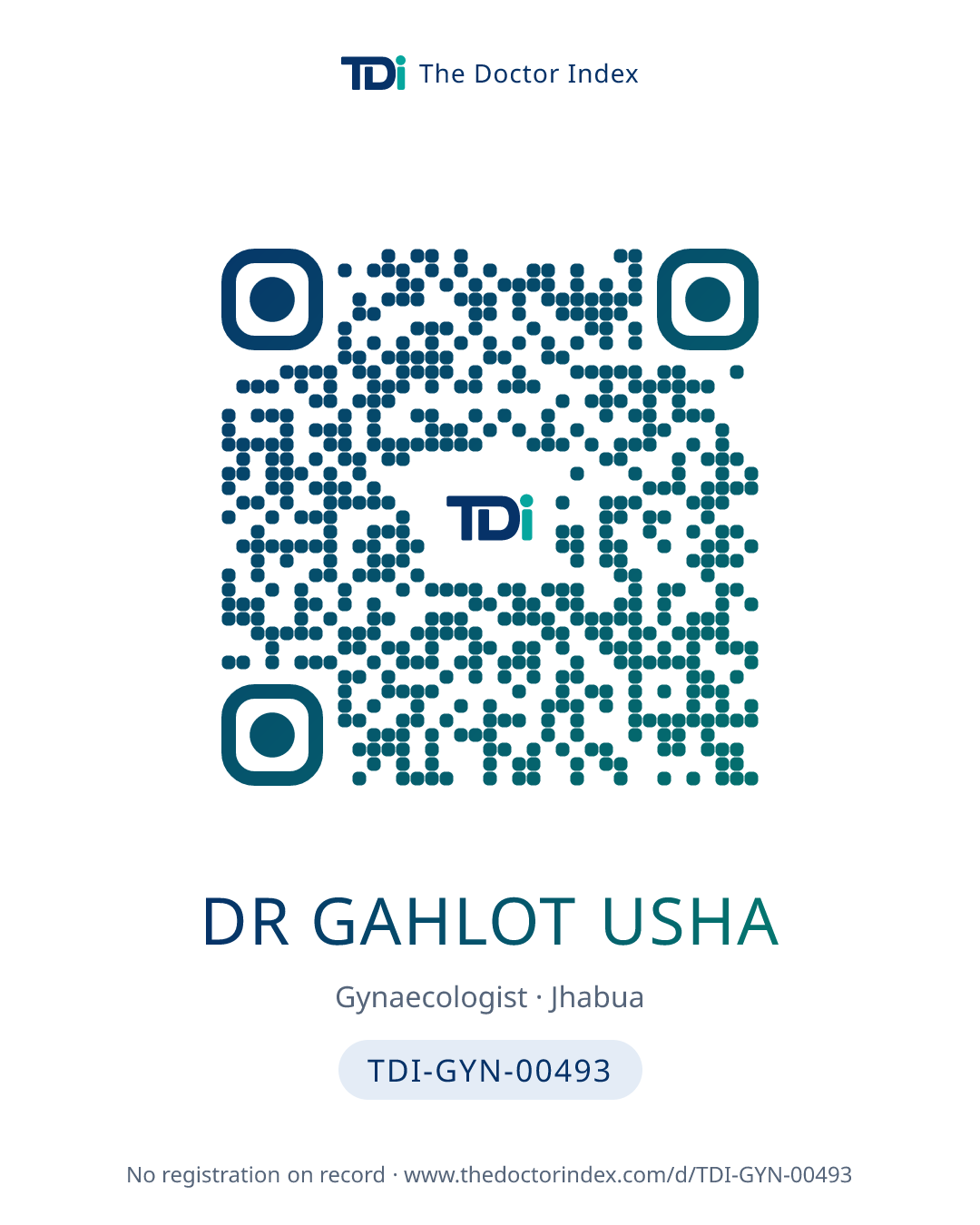 QR card for Dr Gahlot Usha, TDI-GYN-00493