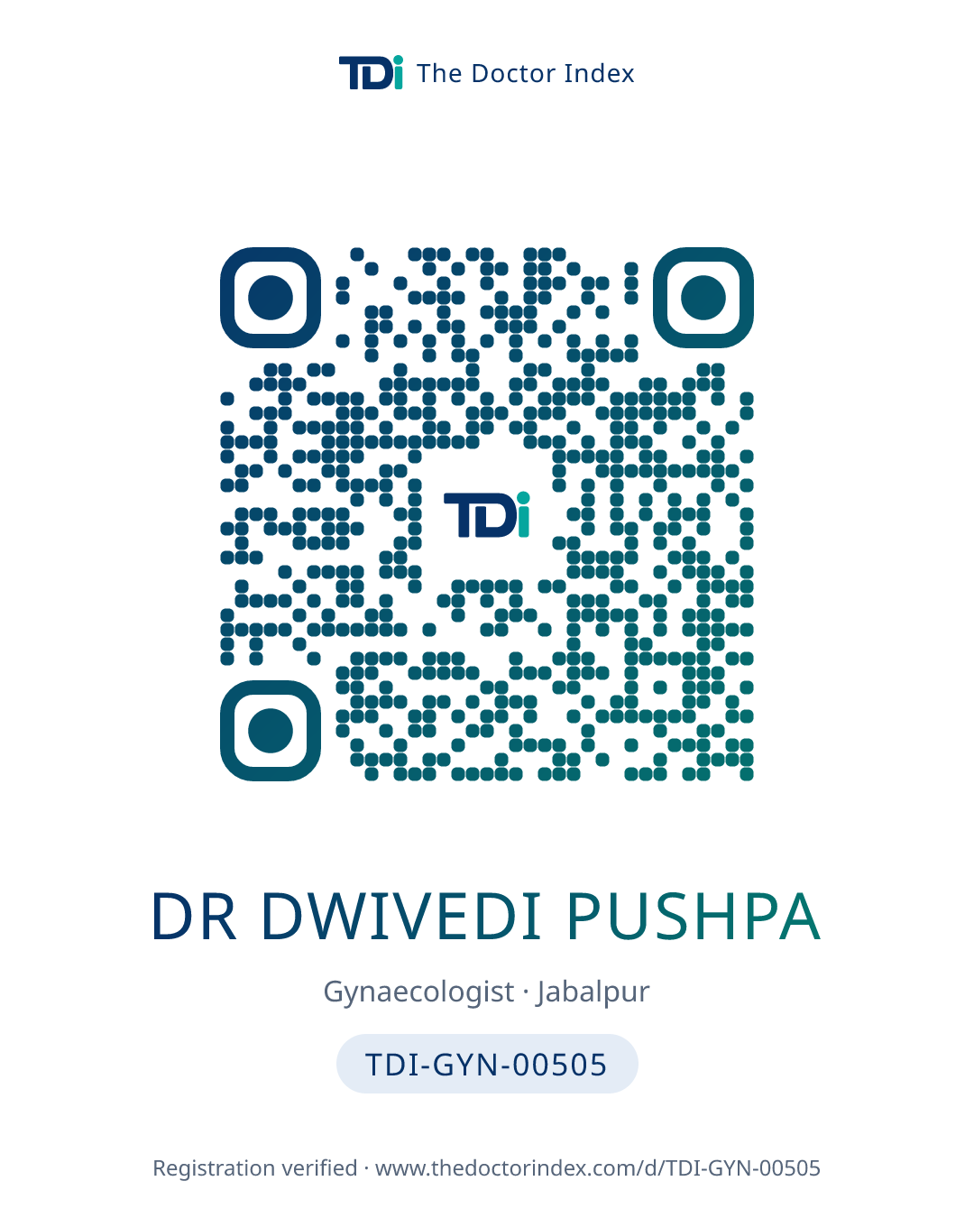 QR card for Dr Dwivedi Pushpa, TDI-GYN-00505