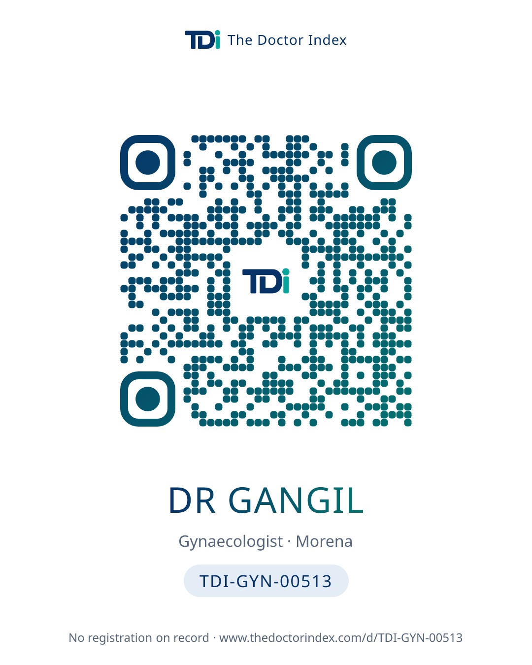 QR card for Dr Gangil, TDI-GYN-00513