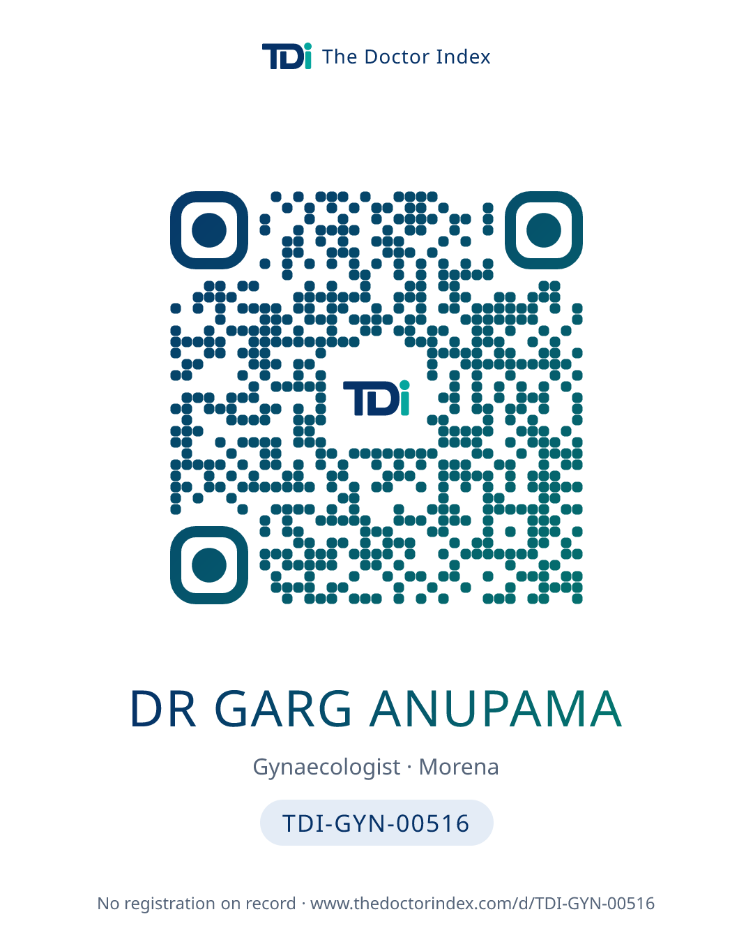 QR card for Dr Garg Anupama, TDI-GYN-00516