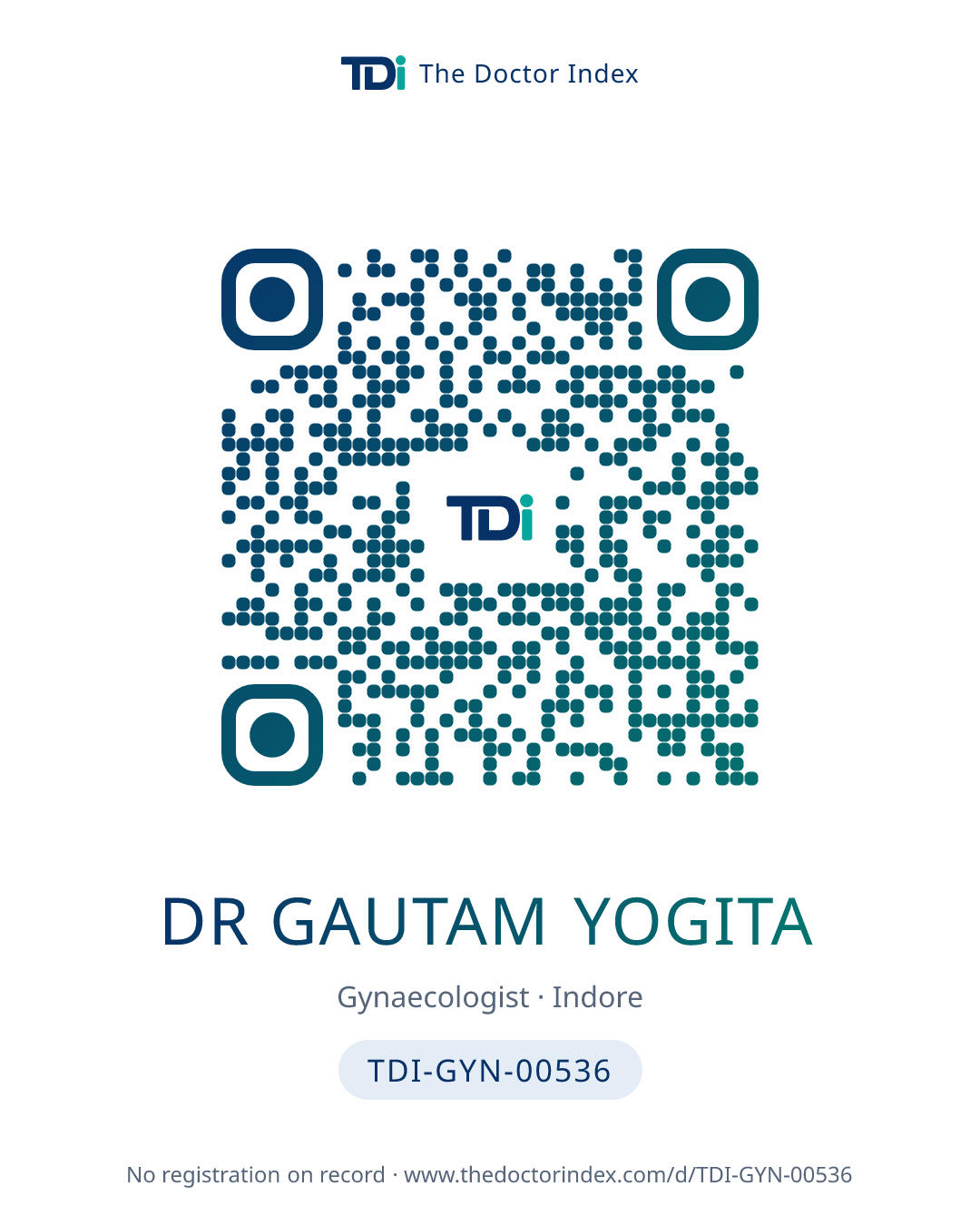 QR card for Dr Gautam Yogita, TDI-GYN-00536