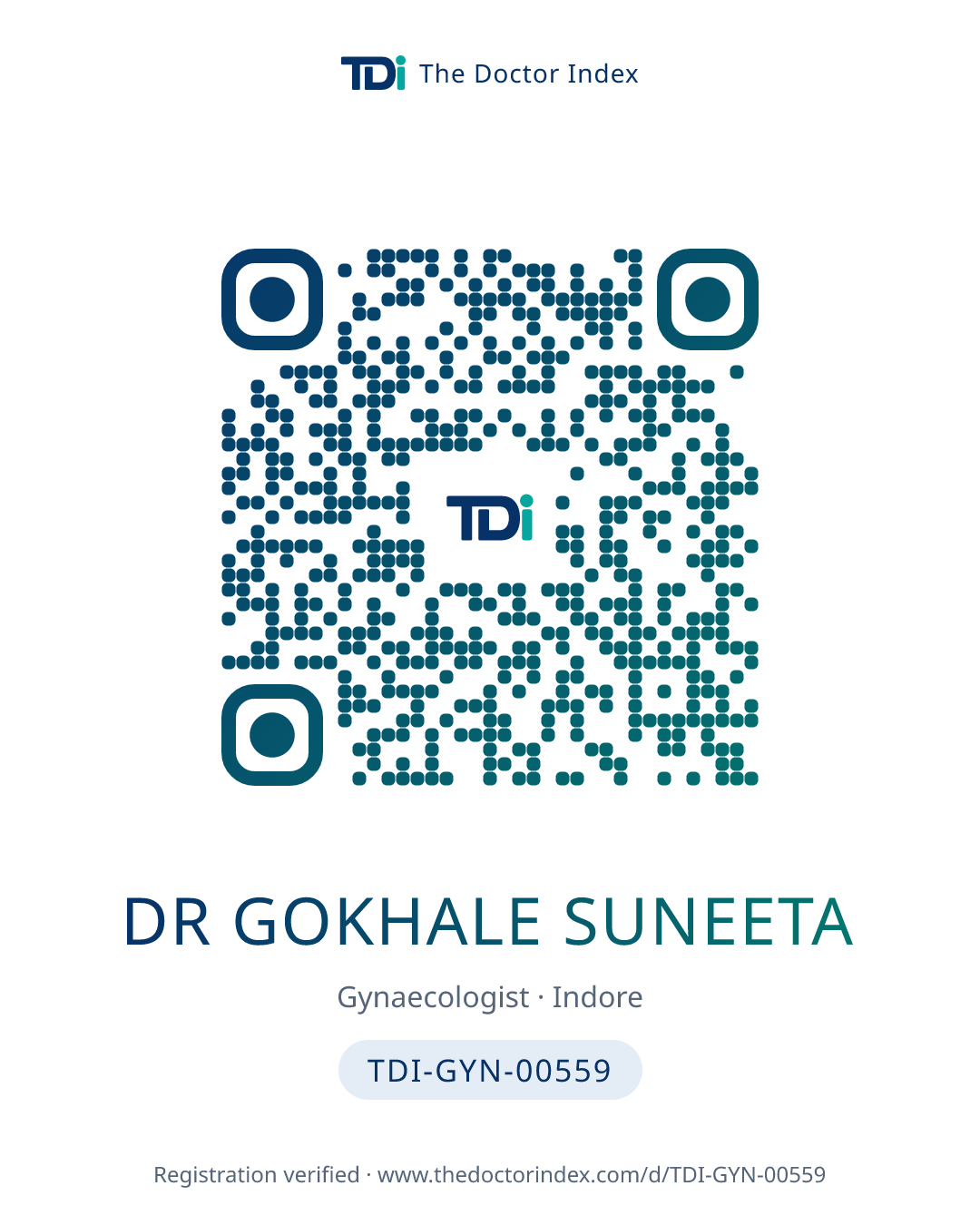QR card for Dr Gokhale Suneeta, TDI-GYN-00559