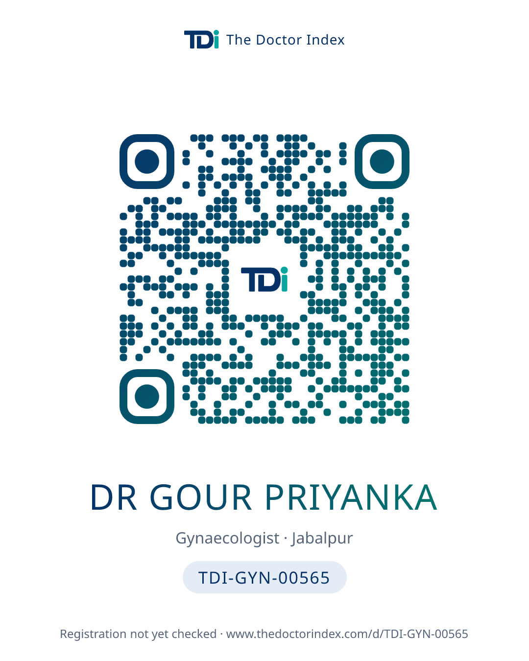 QR card for Dr Gour Priyanka, TDI-GYN-00565