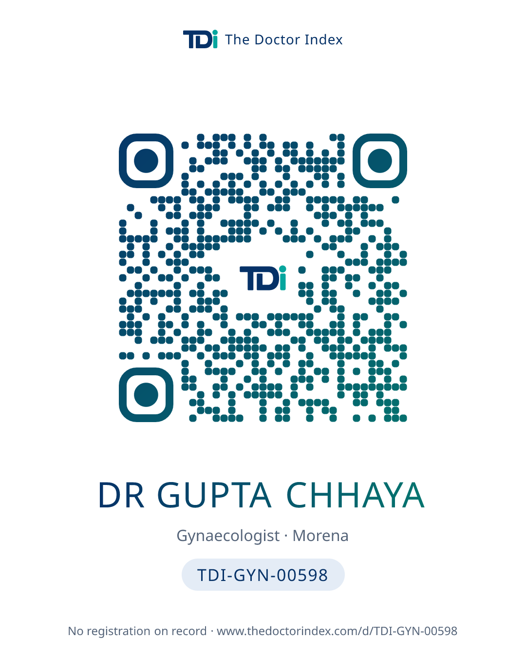 QR card for Dr Gupta Chhaya, TDI-GYN-00598