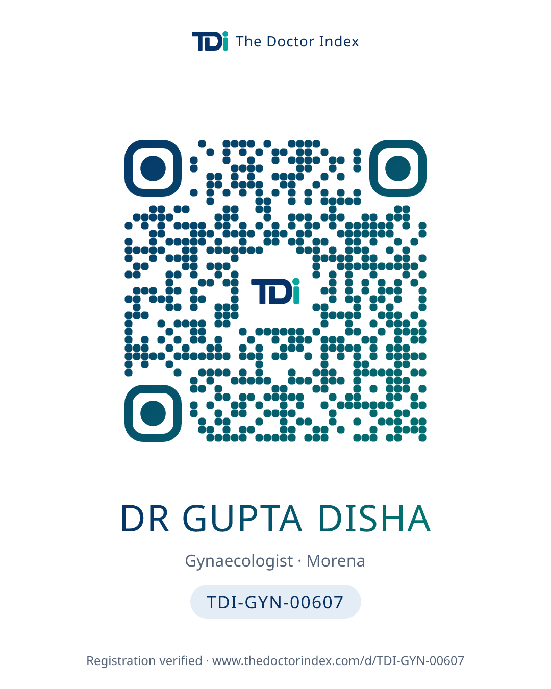 QR card for Dr Gupta Disha, TDI-GYN-00607