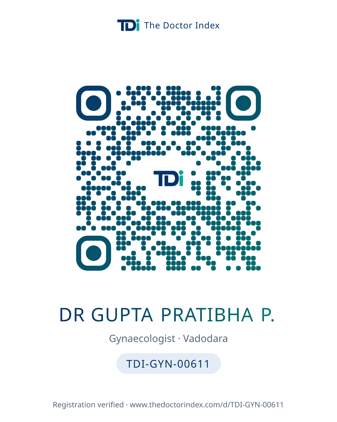 QR card for Dr Gupta Pratibha P., TDI-GYN-00611
