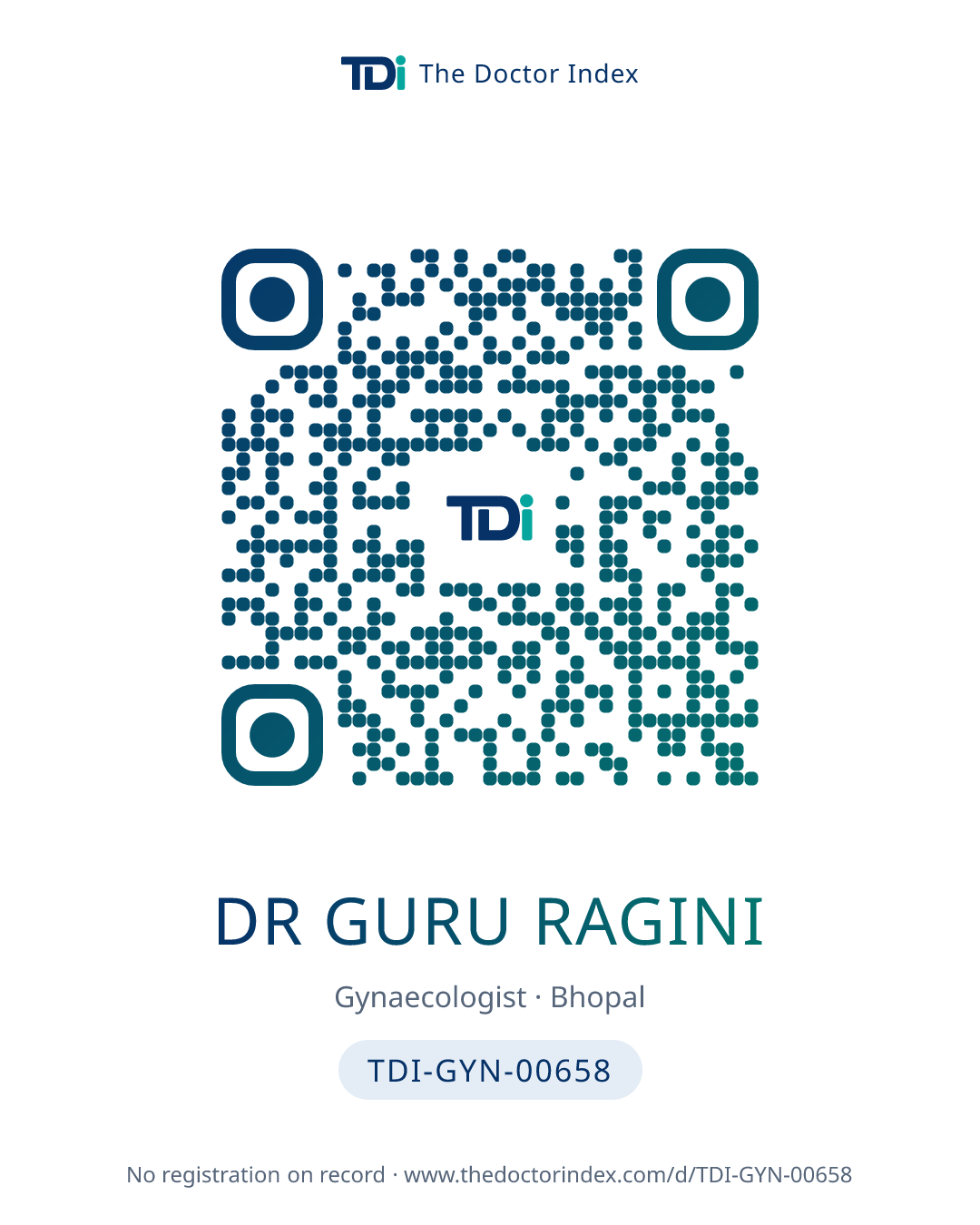 QR card for Dr Guru Ragini, TDI-GYN-00658