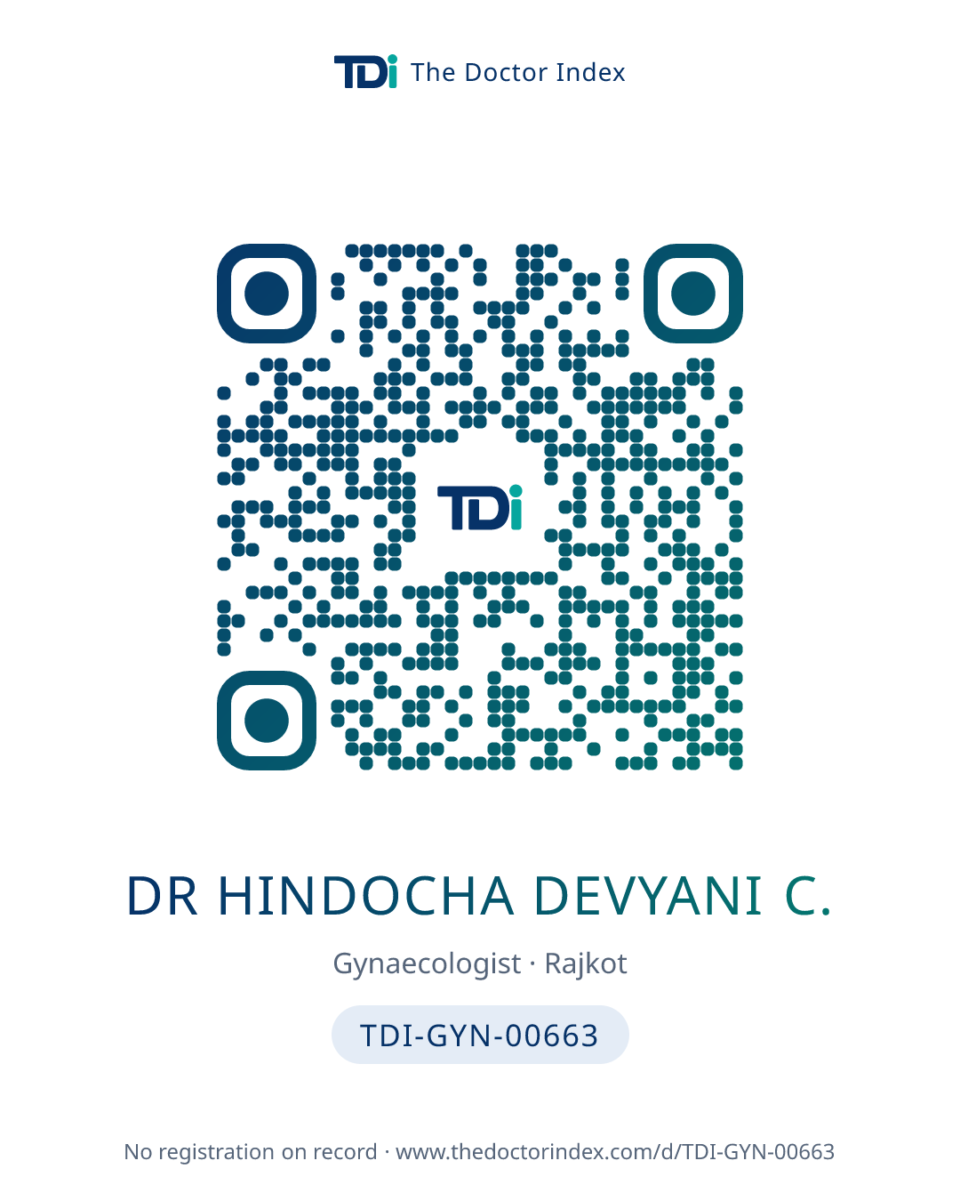 QR card for Dr Hindocha Devyani C., TDI-GYN-00663