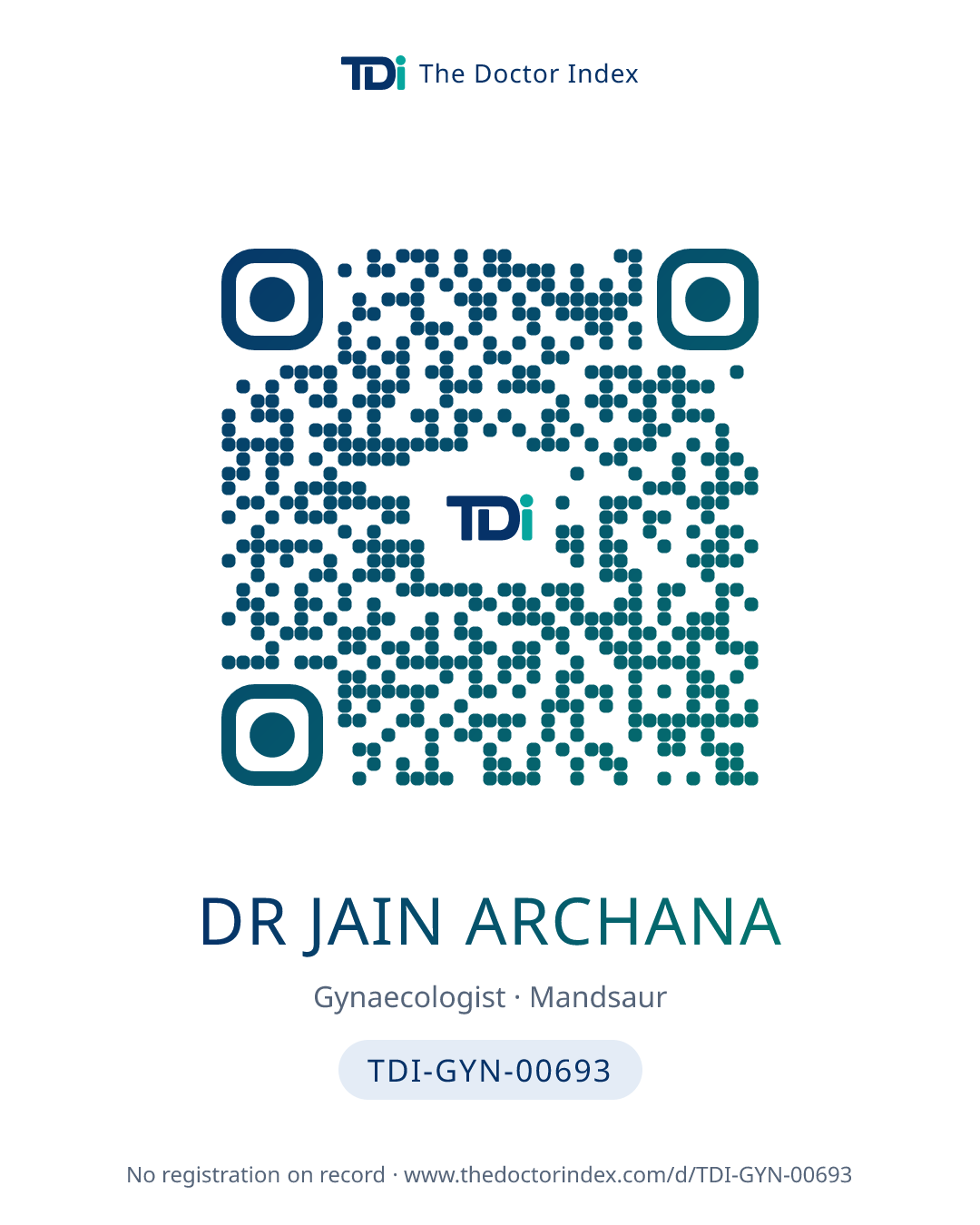 QR card for Dr Jain Archana, TDI-GYN-00693