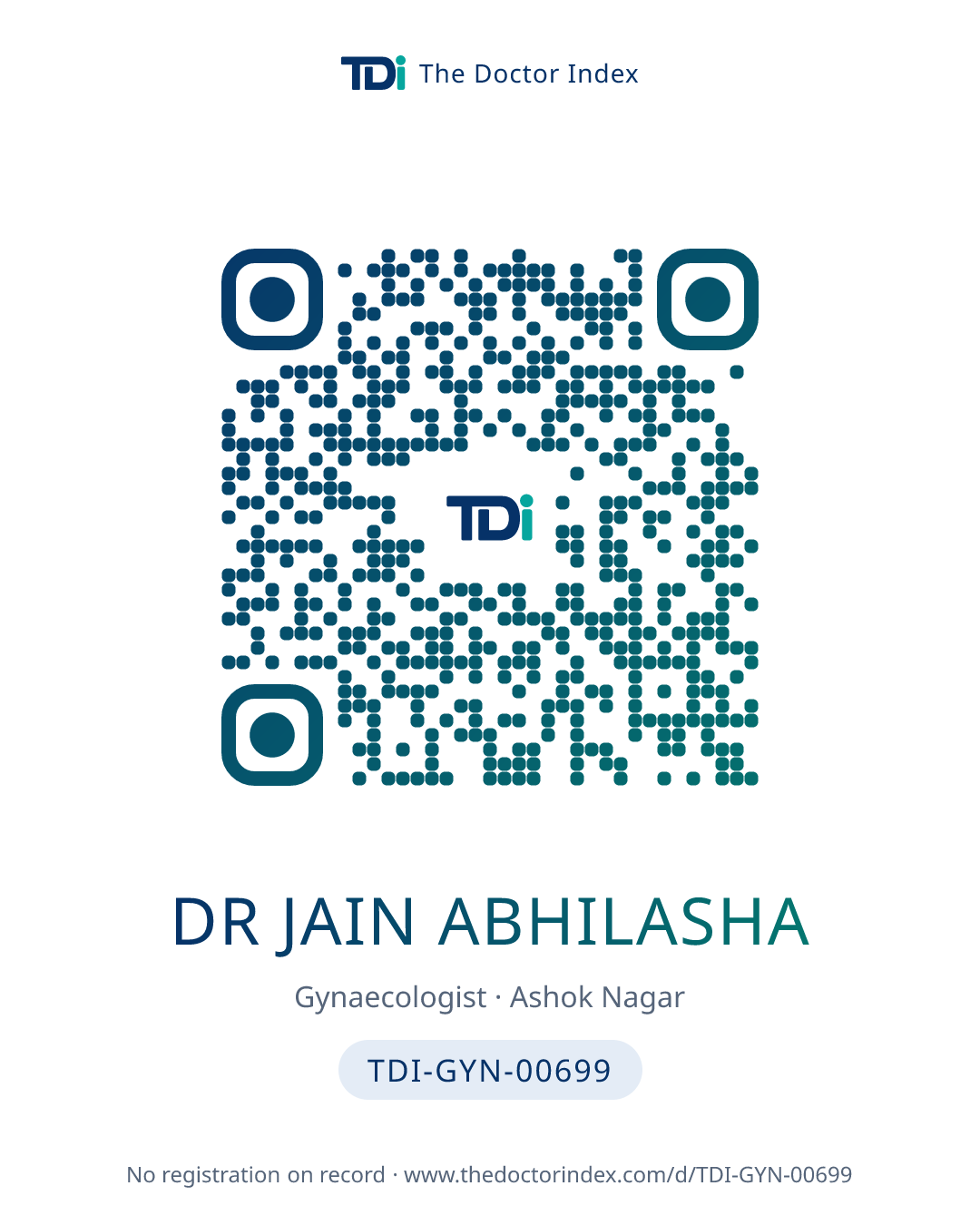 QR card for Dr Jain Abhilasha, TDI-GYN-00699
